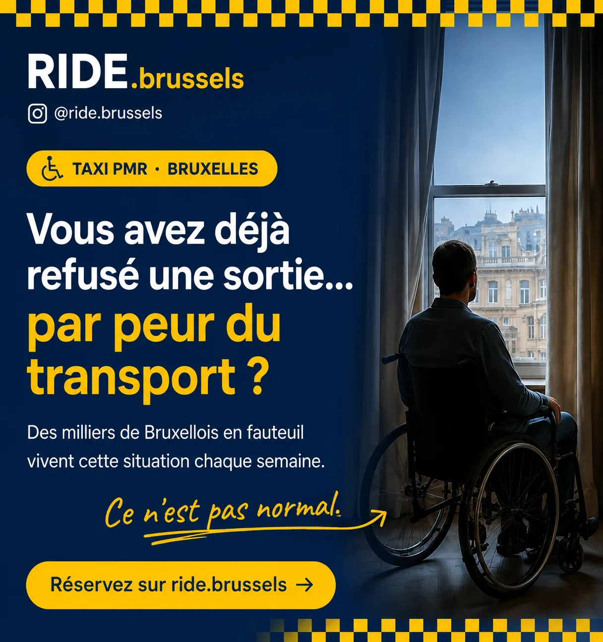Vous avez déjà refusé une sortie par peur du transport ? — RIDE.brussels, taxi PMR Bruxelles