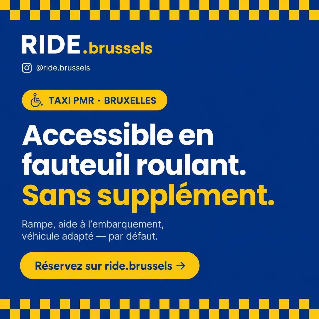 Taxi PMR accessible en fauteuil roulant à Bruxelles, sans supplément — RIDE.brussels